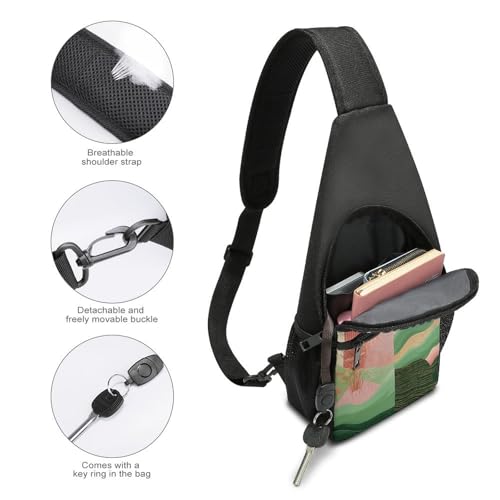 Bolso Sling Pequeño para Senderismo Color Esmeralda y Durazno miniatura 3