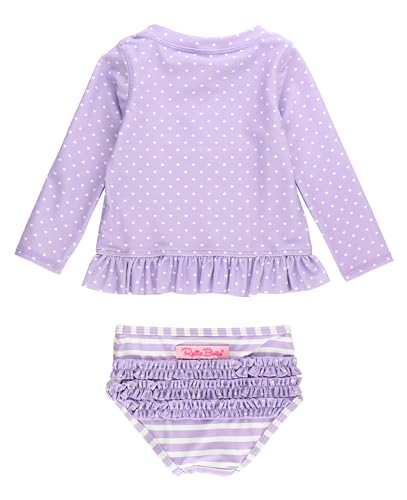 RuffleButts Baby/Toddler Girls Long Sleeve Rash Guard UPF50+ Sun Protected Bikini Swimsuit2