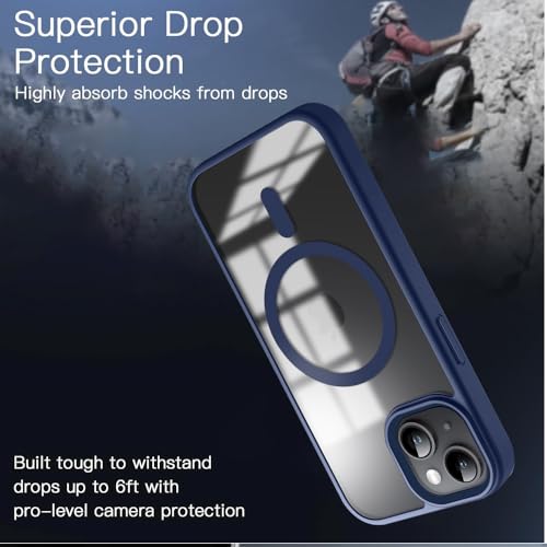 Image of KARWAN️ Hybrid Transparent iPhone 14 Plus Back Cover Case Compatibe with MagSafe | Shockproof Design |Camera Protection Bump | Transparent Back Cover Case for iPhone 14 Plus(PC, TPU | Blue Bumper)