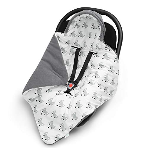 EliMeli nid dange couverture pour bébé en tissu gaufré et coton avec rembourrage sac de couchage pour siège auto (coque aussi) compatible avec Maxi Cosi idéal pour poussette ou lit (gris - chiens)