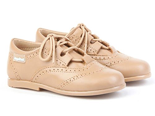ANGELITOS Zapatos inglesitos de Piel Para Niña y Niño (Unisex) Color Camel. Marca Modelo 505. Calzado infantil Hecho EN España. Número 24