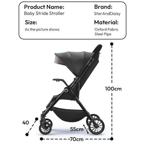 Image of StarAndDaisy Stroller for Baby Boy Girl 0 to 5 Years /Foldable Baby Stroller Light Weight with Multi-Level Seat Recline, 5 Point Safety Belt, & Canopy Pram for Kid (Black)