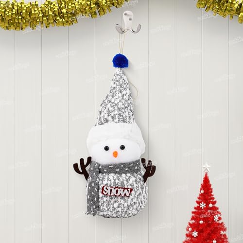 Image of Zest 4 Toyz Christmas Snowman Hanging Ornament Plush 1 Doll with Scarf Grey Hat Miniature Figure Christmas Decorations Santa Toy Items Party Supplies