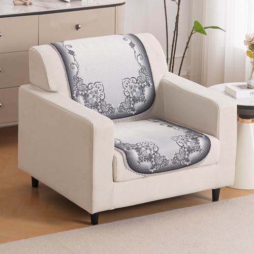Image of HOKIPO HeavenHue Sofa Cover 1 Seater for Seat & Back, Twilight Lace