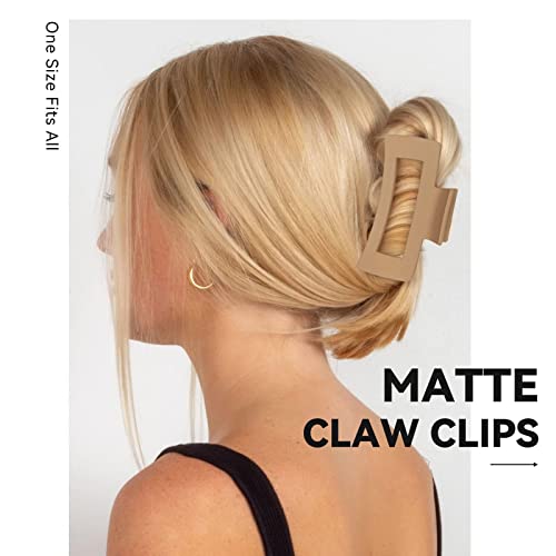 Nlus Large Hair Claw Clips, 8 Pack Hair Clips For Women Girls, 2 Styles Banana Square Jaw Clips, Strong Hold Matte Claw Hair Clips For Thick Hair & Thin Hair, (Cream, Apricot, Light Pink,Khaki) #TOP5