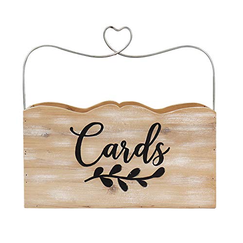 Hanna Roberts Card and Gift Holder Wood Box with Heart Handle Design for Weddings, Birthdays, Graduations, Baby and Bridal Showers, 14.2" x 6" x 8", Cards