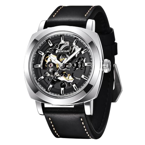 BENYAR - Montre Automatique Homme Mécanique |Bracelet en Cuir | Mouvement Dor...