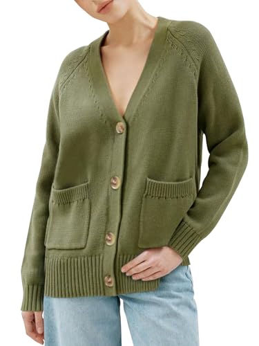 Women's Cardigan Sweaters Button Down Long Sleeve Knit Outwear with Pockets