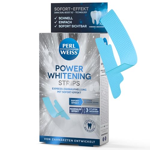Perlweiss Power Whitening Strips zur Zahnaufhellung - zahnschmelzschonendes Bleaching für weisse Zähne - Teeth Whitening Kit für Zuhause - Zahnverfärbungen entfernen & aufhellen, 10 Strips