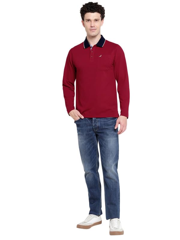 Image of AMERICAN CREW Full Sleeves Polo Collar T-Shirt with Pocket for Men