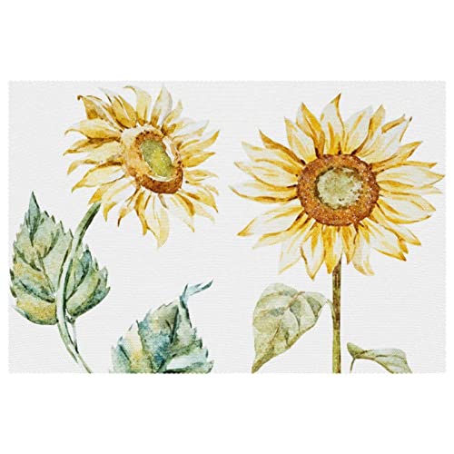 Set de table tissu Oxford résistant chaleur lot 4 napperon lavable imprimé fleur - 2