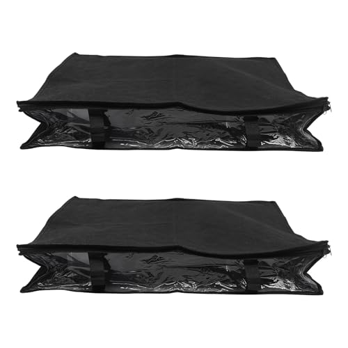 CONGARTENO Bolsa Organizadora para Ropa Plegable Debajo Cama Set 2 Unidades Bolsa de Almacenamiento Lavable de Tela No Tejida Negra Gran Capacidad para Armario y Dormitorio