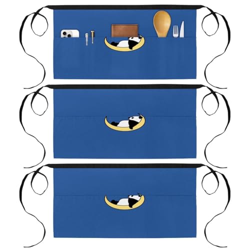 Tablier court de chef imprimé panda pour pâtisserie et maison