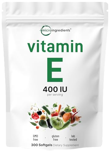 Micro Ingredients Vitamin E 400IU, 300 Softgels | Pure Vitamin E Oil Pills |...