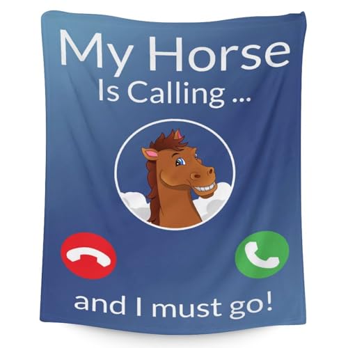Mercuryelf Horse Blanket Gift - 30x40 Inches Funny Throw Blankets for Kids - Blue Soft, Fuzzy & Warm Throws for Lap, Crib