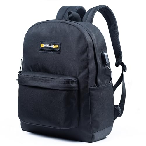 ELCUPA Black Backpack for Women Men, Lightweight Laptop Backpack with USB Charging Port, Travel Laptop Backpack, School Backpack for Boys and Girls College High School