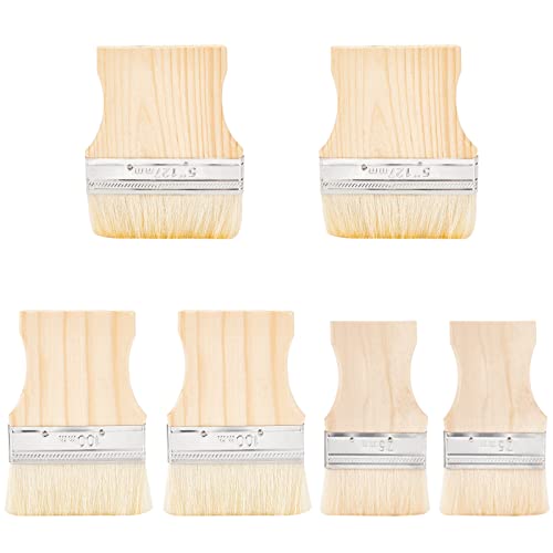 PH PandaHall 3 Größe Breit Flachpinsel, 6 stücke Holzgriff Weiche Pinsel Flache Künstler Malpinsel Aquarell Pinsel Künstlerpinsel Pinsel Zum Malen, Aquarell, Keramik, Keramikmalerei, Staubreinigung