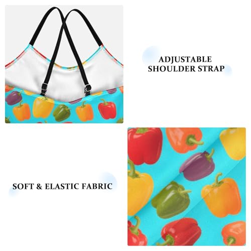 senya Girls Swimsuits One-Piece Swimwear Tie Bathing Suit Beach Summer Round Neck 7-8T Colorful Pepper Pattern3