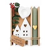 FloraVigo Kerzen Geschenkset zum Geburtstag | Geschenk für Frauen oder Freundinnen | Souvenir | EIN Warmer Raum mit Kerzenlicht und Trockenblumen (Grün)