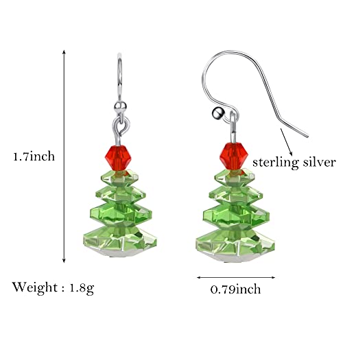 Christmas Earrings For Girls Sterling Silver Christmas Tree Earrings For Women, Xmas Earrings Christmas Crystal Earrings Hypoallergenic For Girls Cute Christmas Dangle Earrings For Daughter Friends #TOP2