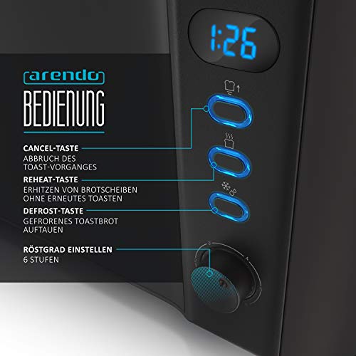 Arendo Toaster Langschlitz mit Defrost Funktion für 2 Scheiben