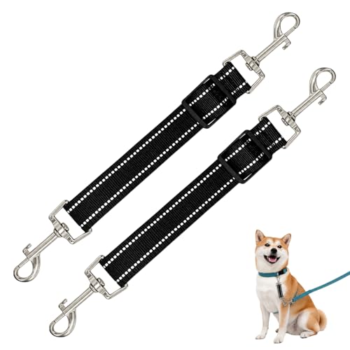 Image of 2 Pack Dog Collar to Harness Connector Clips, Double Ended Adjustable Pet Safety Lead Straps for Anti Escape Walking Control, Durable Dog Harness Linking Leash for Training and Outdoor Use