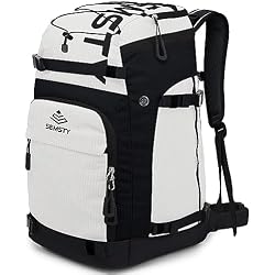 SEMSTY Ski Boot Bag, 55L/70L Waterproof Ski and Snowboard Boots Travel Backpack for Skis, Snowboard, Ski Helmet, Goggles, Gloves & Accessories