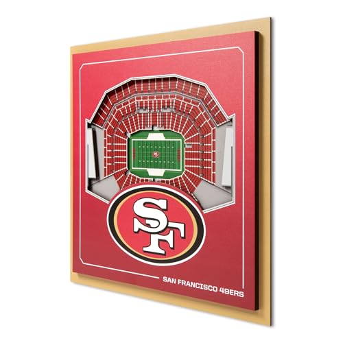 YouTheFan Officially-licensed NFL San Francisco 49ers Stadium Series 3D Wall Art - multi-layer team stadium replica detailed sports fan gift indoor decor