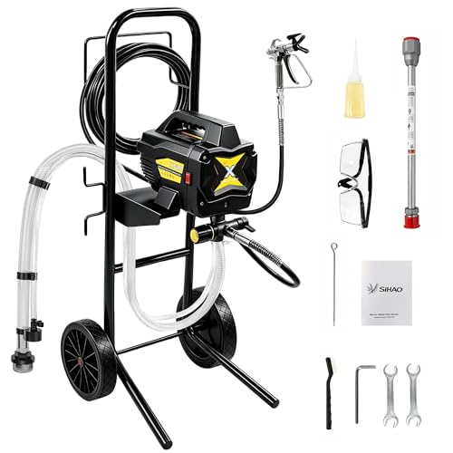 650W Pulverizador de Pintura sin Aire,Máquina Pulverizadora de Pintura Eléctrica de 2900PSI,1,4 L/min Negro con Gafas Protectoras con Manguera de 7,5 m para Pared,Mueble,Exterior, Interior (DP-X6H)