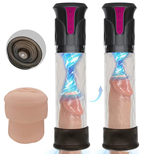Auto Vacuum Suction Penis Pump Sex Toy For Men, Rechargeable Male Penis Enlarger Automatic Vacuum Enhancement Pump Realistic Vagina Pocket Pussy For Blowjob Masturbation Mens Penis Stimulation #TOP13