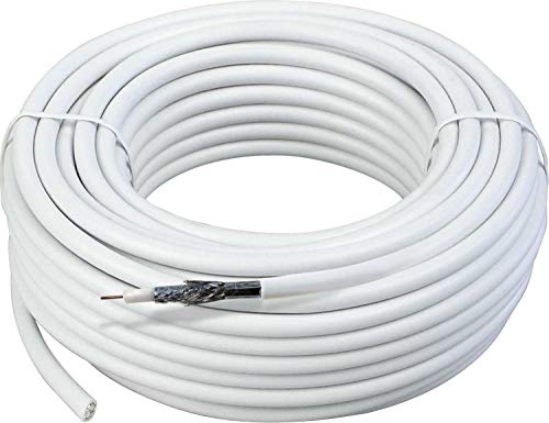 Schwaiger GmbH-KOX830 012- SAT-Koaxialkabel 30m/ 110 dB/hohes Schirmungsmaß/ 3-Fach geschirmt/Satellitenkabel/digital, HDTV, DVB-S/S2, DVB-C, DVB-T2/ unkonvektioniert/ 7,1 mm/weiß
