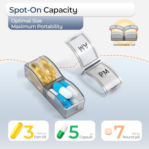 Image of Monthly Pill Organizer 2 Times a Day, one Month Pill Box AM PM, 30 Day Pill Case Small Compartments to Hold Vitamin and Travel Medicine Organizer, 31 Day Pill Organizer, 4 Week Pill Cases(Grey)