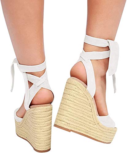 SERAIH Womens Lace up Espadrilles Platform Wedges Sandals Heels Tie Ankle Strap Summer Dress Shoes4