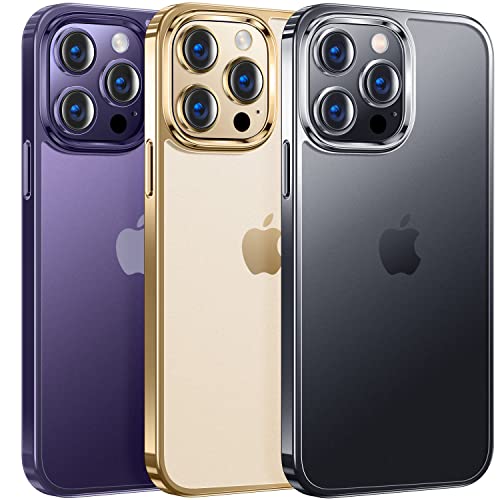 Alphex [Match Iphone Color] Upgraded Clear For Iphone 14 Pro Max Case [Never Yellowing][Anti-Fingerprints] 8Ft Military Grade Protective Matte Slim Phone Cover Women Men 6.7 Inch, Space Black #TOP4