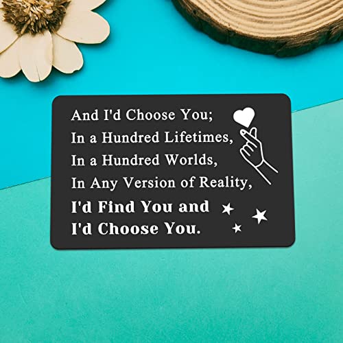 I Choose You Engraved Wallet Card Gifts for Boyfriend Husband Gifts from Wife Anniversary Jewelry Gifts for Him Fathers Day Valentines Gift Future Husband Groom Cards from Bride Romantic Gifts for Him3