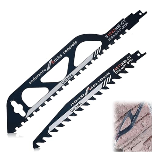 GOMETY 2 hojas de sierra de sable, metal duro, para hormigón celular, madera y ladrillo, compatible con Makita Dewalt Bosch