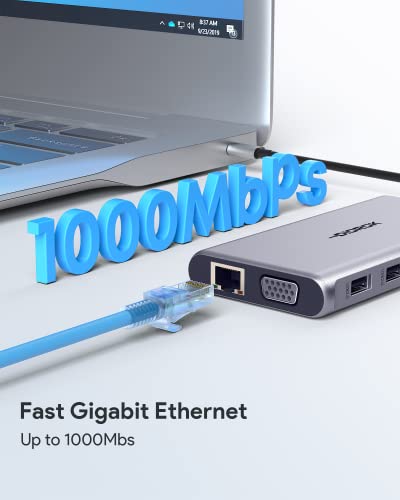 Image of USB C Hub Multiport Adapter Triple Display, 12 in 1 USB C Docking Station Dual Monitor, 2 HDMI 4K, VGA 1080P, Ethernet 1Gbps, 100W PD, 4 USB A Ports, 1 USB-C, SD /TF Dongle for MacBook and More