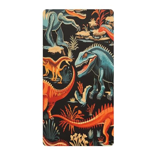 Dinosaurios Negros Rojos CláSicos Sábana de Cuna para Niños Pequeños,Sábanas de Algodón Suave para Bebés Aptas para Colchón Corralito