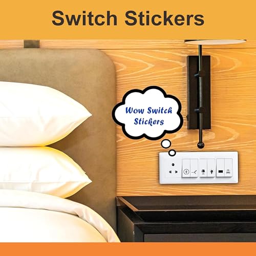 Image of S M Prints Switch Board Stickers for Home and Office - 35 Pattern 600 Pcs Self Adhesive, Modern Electric White Switch Board Covers, Transparent Stickers for Switches Stickers Pack of 4 Sheet