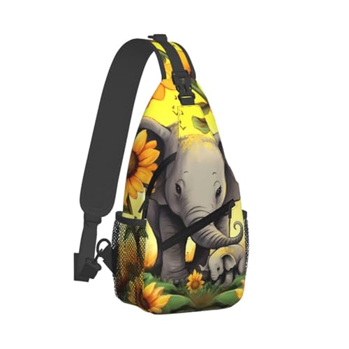 Bolso cruzado de pecho para hombre con diseño elefante y girasoles miniatura 2