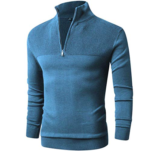 LTIFONE Men Sweaters, Quarter Zip Pullover for Men, Polo Slim Fit Mens Clothe Business Casual Long Sleeve Turtleneck Sweater