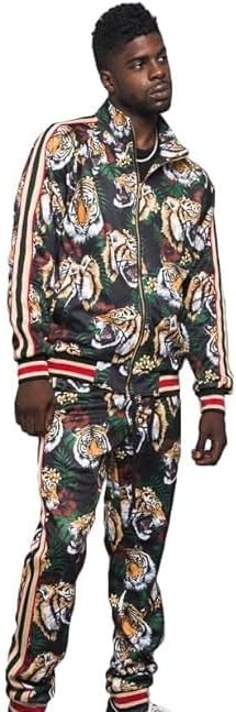 G-Style USA Men's Full Zip Jacket Sweatpants Casual G Striped Tiger Track Suit ST569 - Black - 5X-Large - Image 5