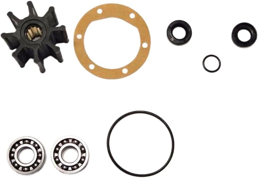 Raw Water Pump Repair Kit with Impeller for Marine Diesel Engine Cooling System Replacement