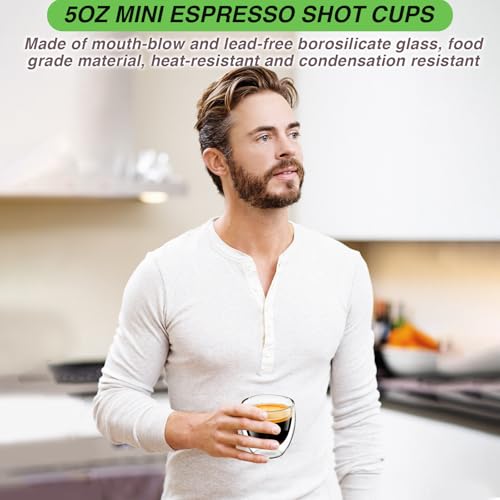 Espresso Cups Set of 4, 5oz Espresso Shot Glass Double Walled Coffee Cups - image 6
