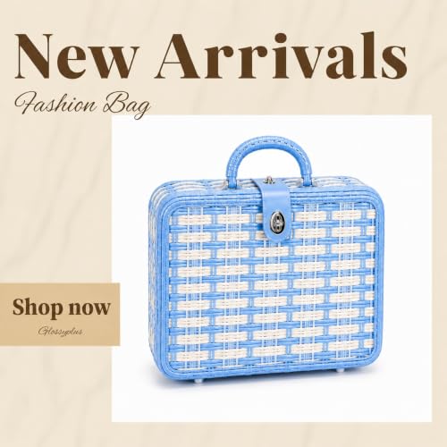 Image of ABS Hard Shell Cosmetic Travel Hand Luggage Portable Carrying Makeup Case Suitcase Organizer Box Vanity Mini Suitcase Small Accessory Bag, 30 cm, No Wheels (Wowen Blue)