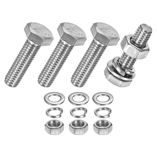 M METERXITY 4-Pack Hex Head Screw Bolt with Nuts Flat &amp; Lock Washers M6x22mm Stainless Steel Bolts and Nuts Kit Fully Threaded Metric Bolt Assortment for Equipment/Machinery