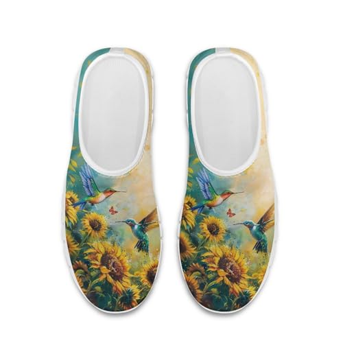 Image of Hummingbird Floral Print Lightweight Walking Shoes for Women Mesh Casual Sneakers Size 5-10.5