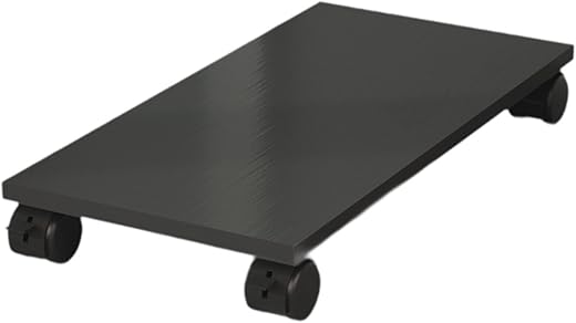 ILSMYSUTRA® Desktop CPU Wooden Rolling Stand PC Holder Cart for Under Desk Gaming School Black