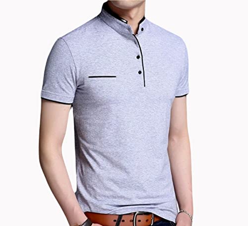 Image of Cotton Mandarian Collar T-Shirt for Men Pack of 1 (Size-S, M, L, XL, XXL)