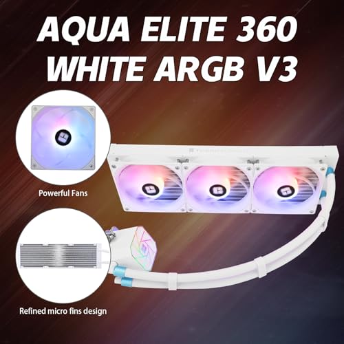 Image of Thermalright Aqua Elite 360 White V3 AIO CPU Cooler, 360 Liquid Cooling, ARGB PWM Fans, Intel LGA1150-1200 /2011 /1700, AMD AM4 /AM5